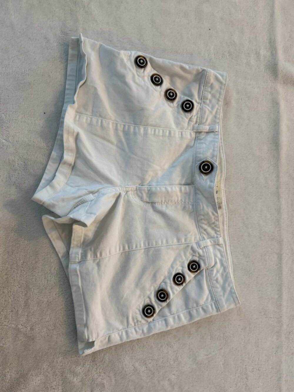 Jolt White Buttoned Shorts